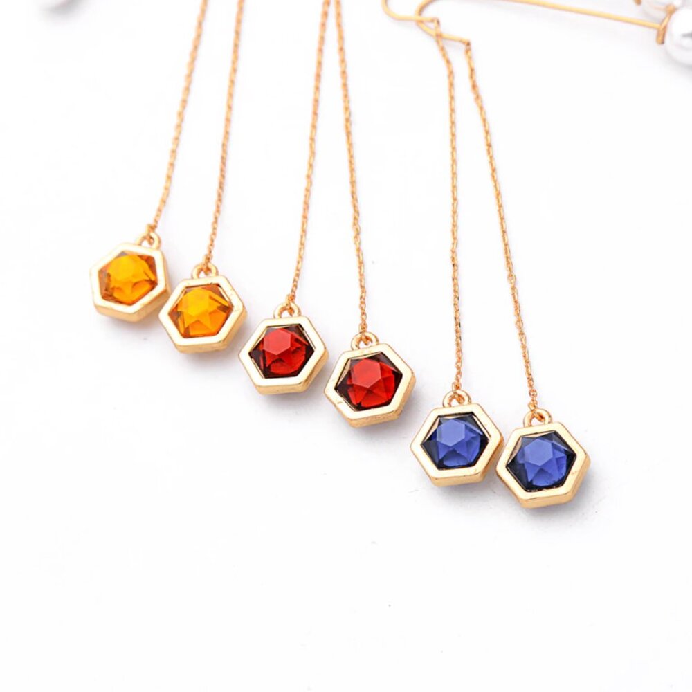 COLOR GEM THREADER EARRINGS IN GOLD